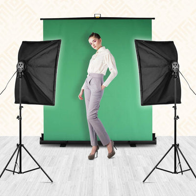 FotoPro™ Portable Pull Up Green Screen 200x154cm & Free Ring Light - HotSnap